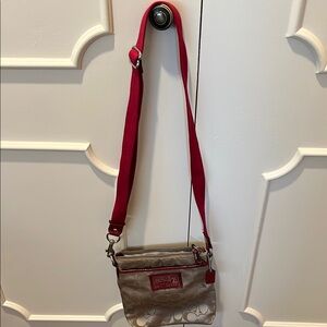 Coach Beige and Red Crossbody Bag